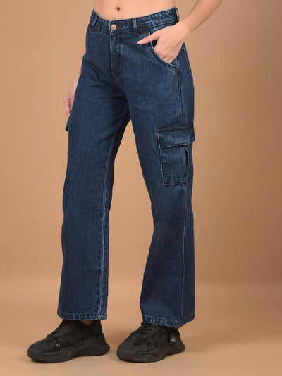 Blue Relaxed Fit Cargo Jeans