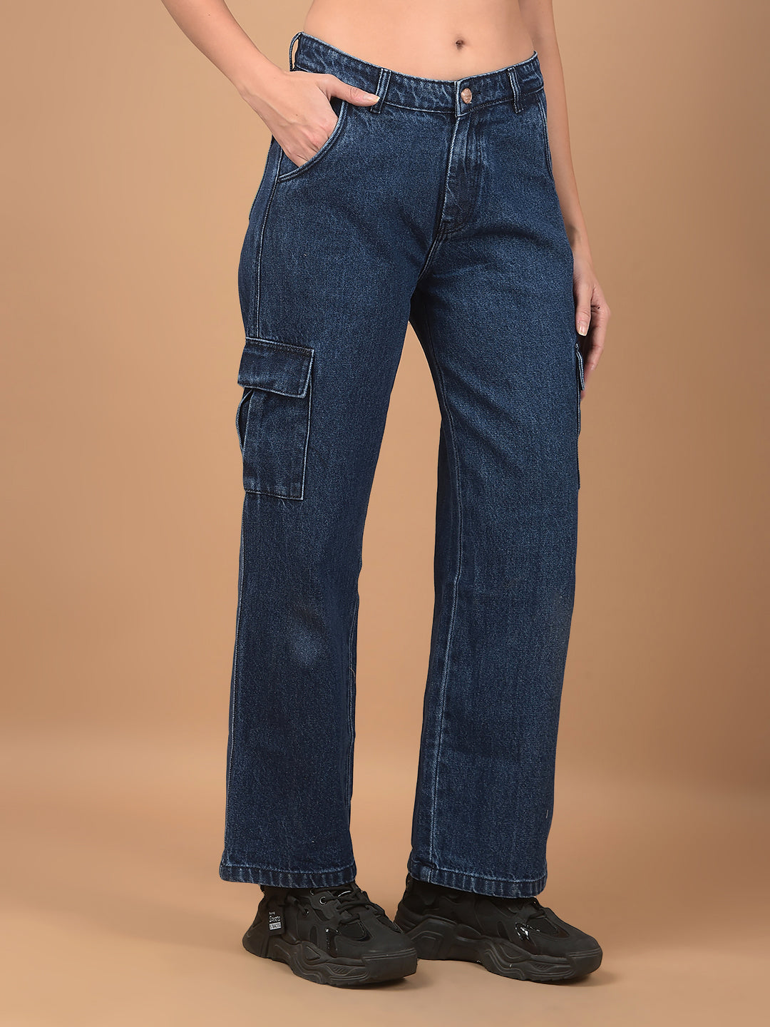 Blue Relaxed Fit Cargo Jeans