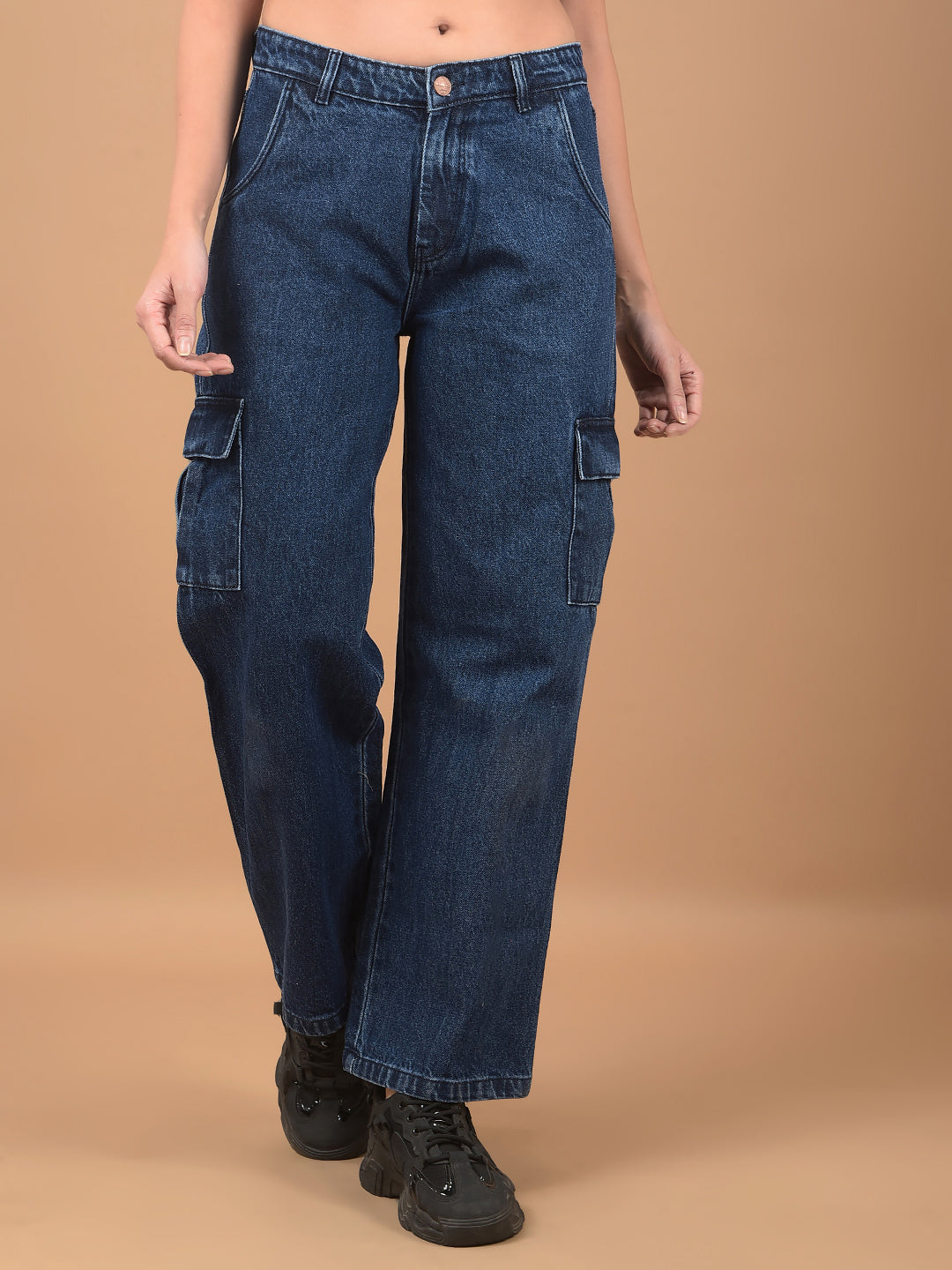 Blue Relaxed Fit Cargo Jeans