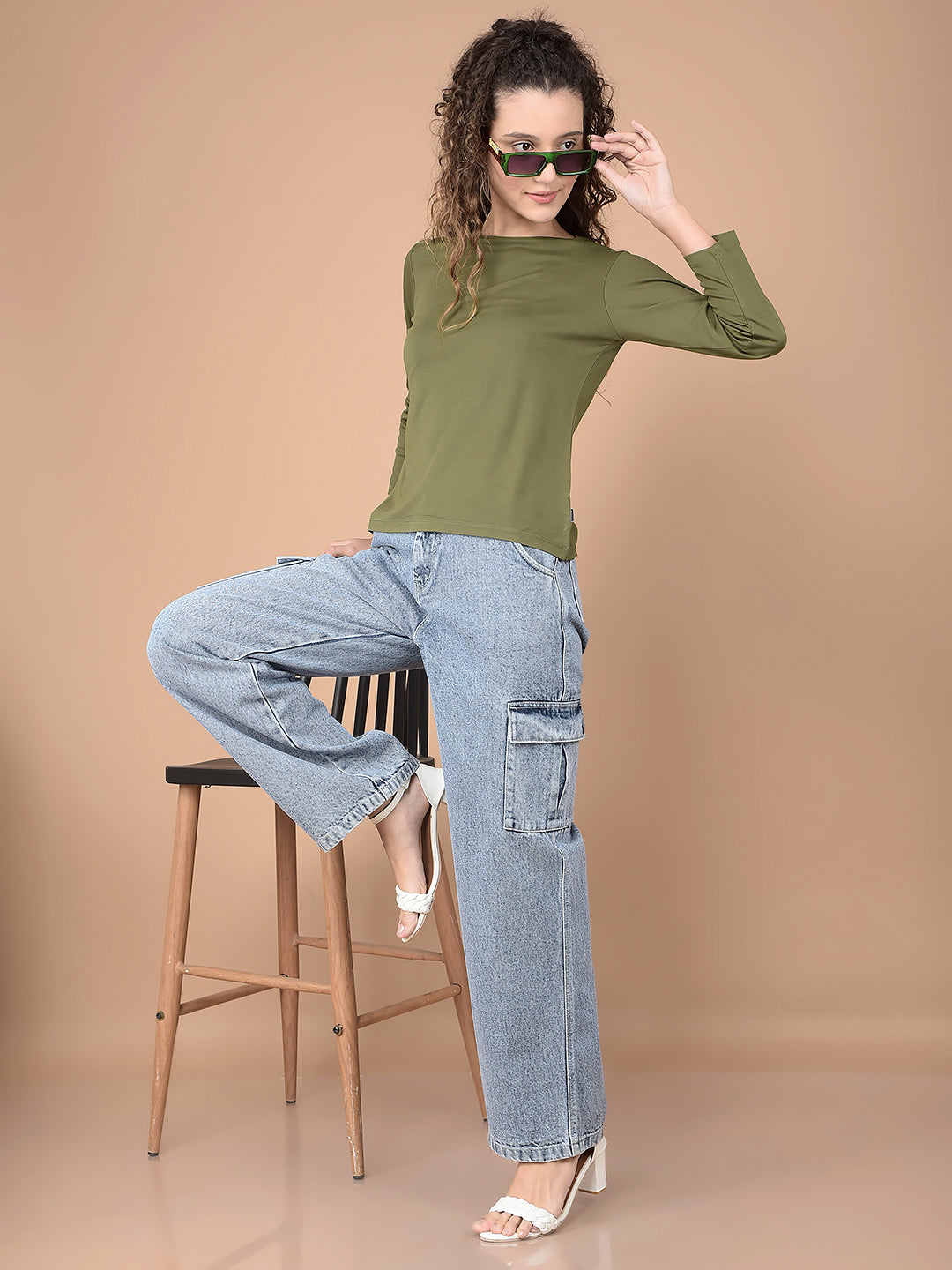 Blue Loose Fit Cargo Jeans