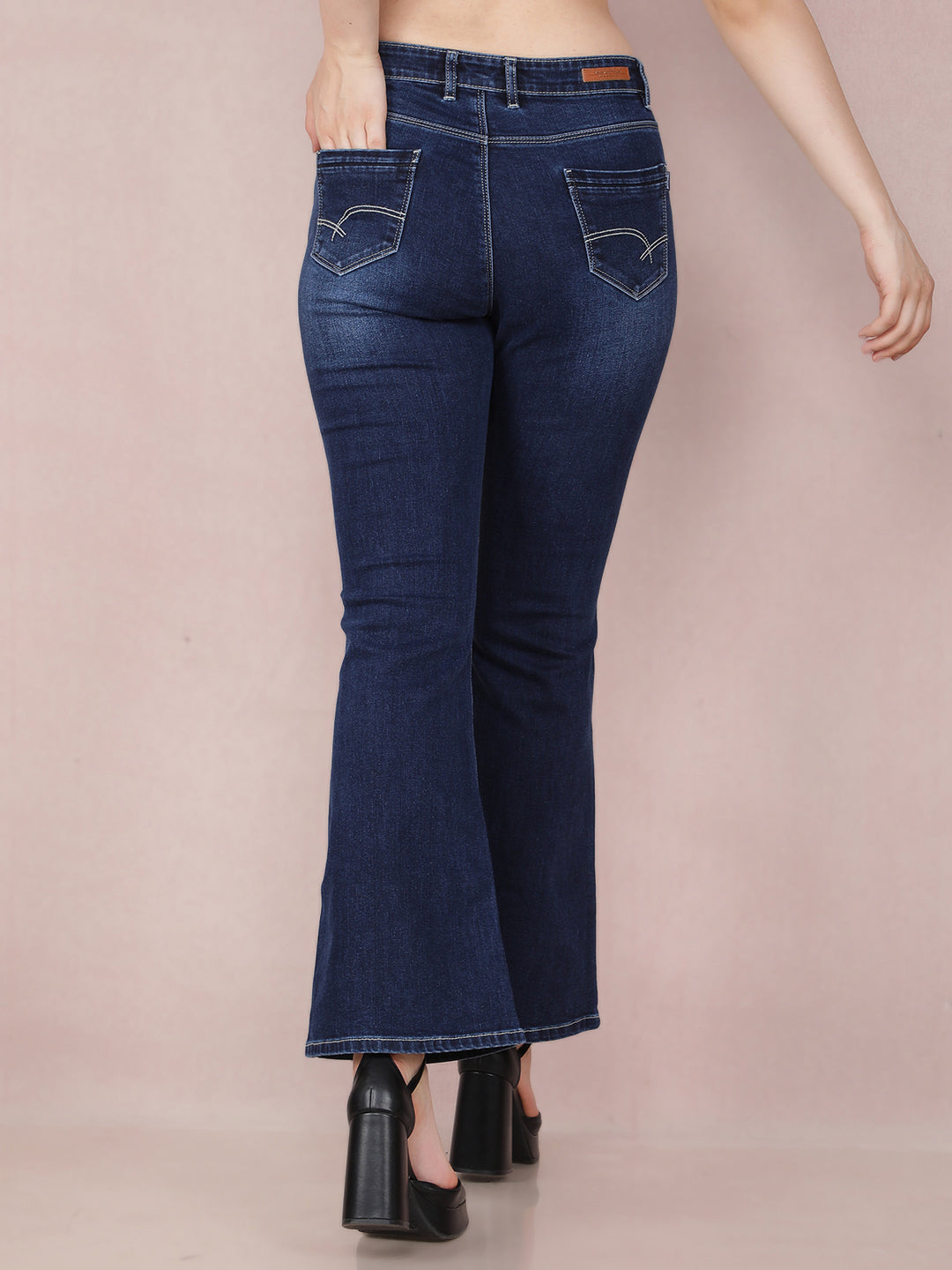 Blue Bootcut Jeans-Women Jeans-Crimsoune Club