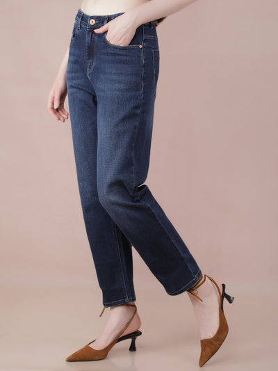 Blue Straight Jeans-Women Jeans-Crimsoune Club