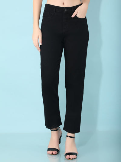 Black Straight Jeans-Women Jeans-Crimsoune Club