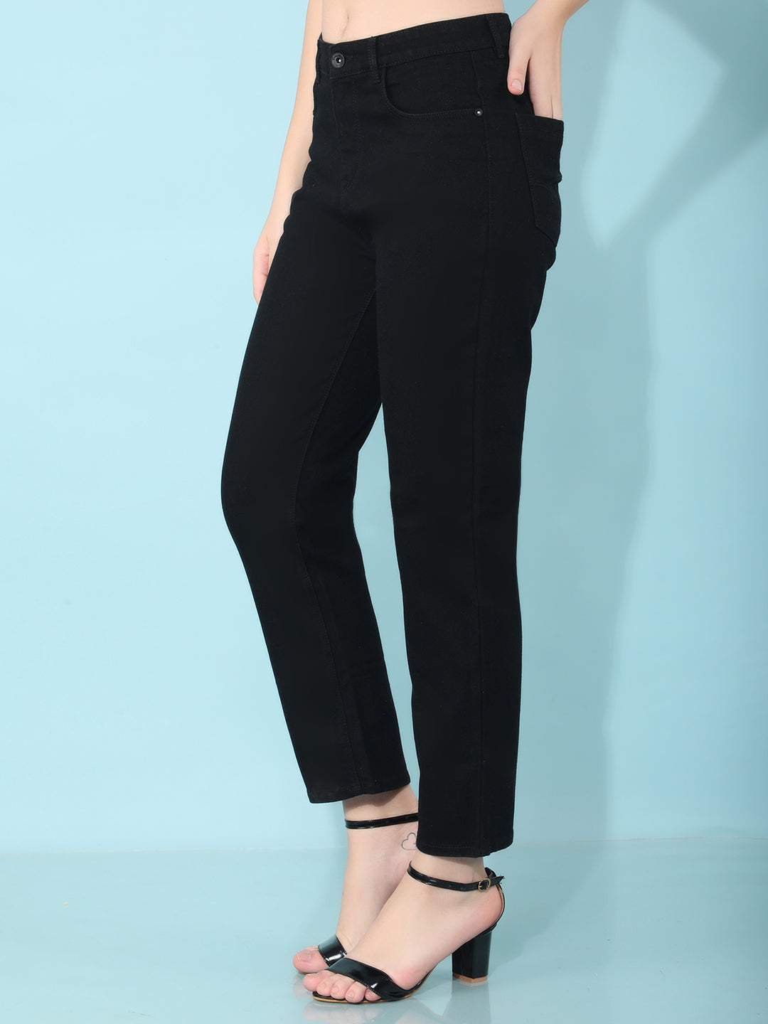 Black Straight Jeans-Women Jeans-Crimsoune Club