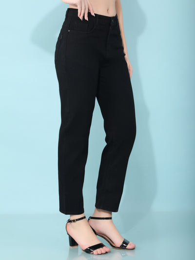 Black Straight Jeans-Women Jeans-Crimsoune Club