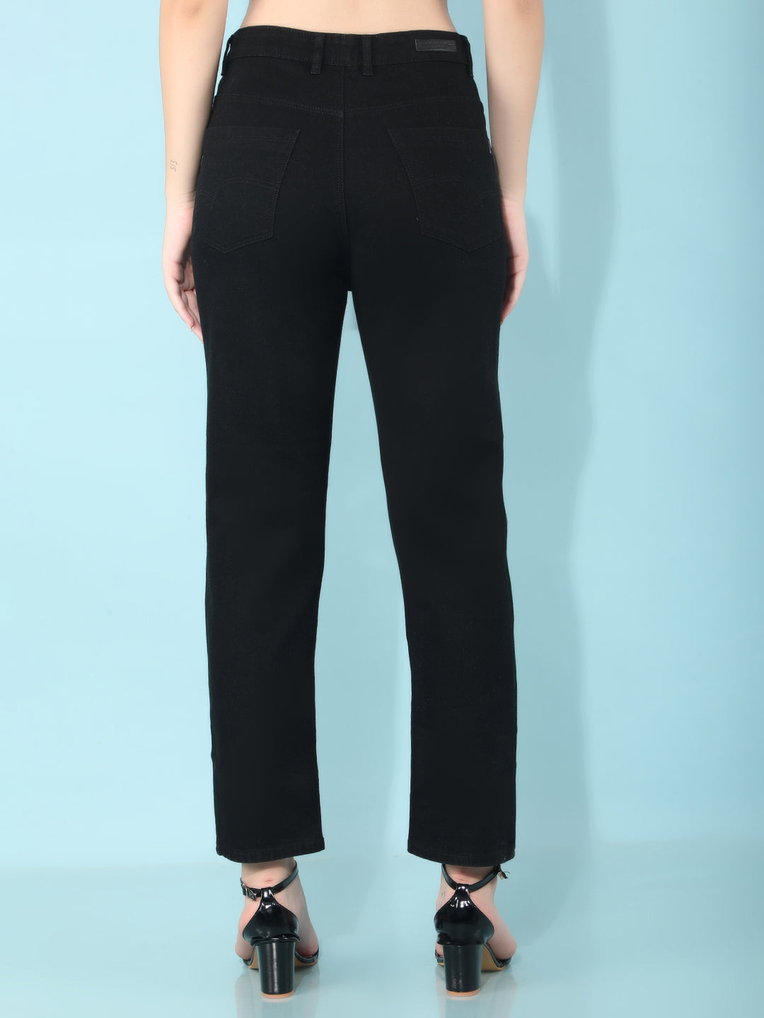 Black Straight Jeans-Women Jeans-Crimsoune Club