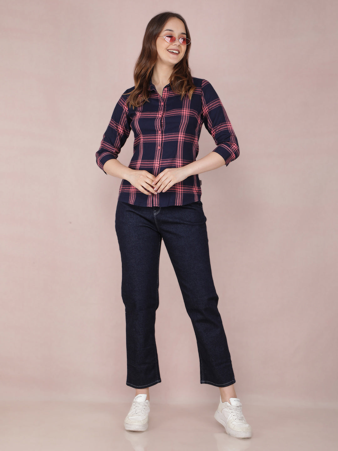 Navy Blue Straight Jeans-Women Jeans-Crimsoune Club