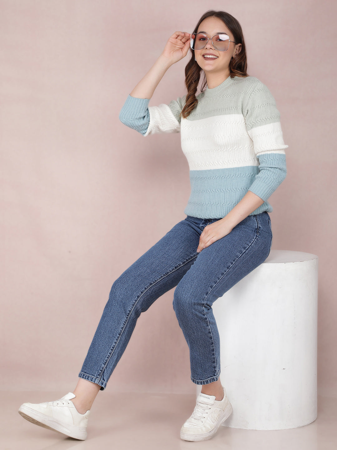 Blue Straight Jeans-Women Jeans-Crimsoune Club