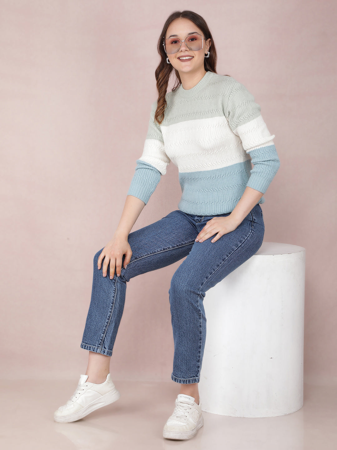 Blue Straight Jeans-Women Jeans-Crimsoune Club