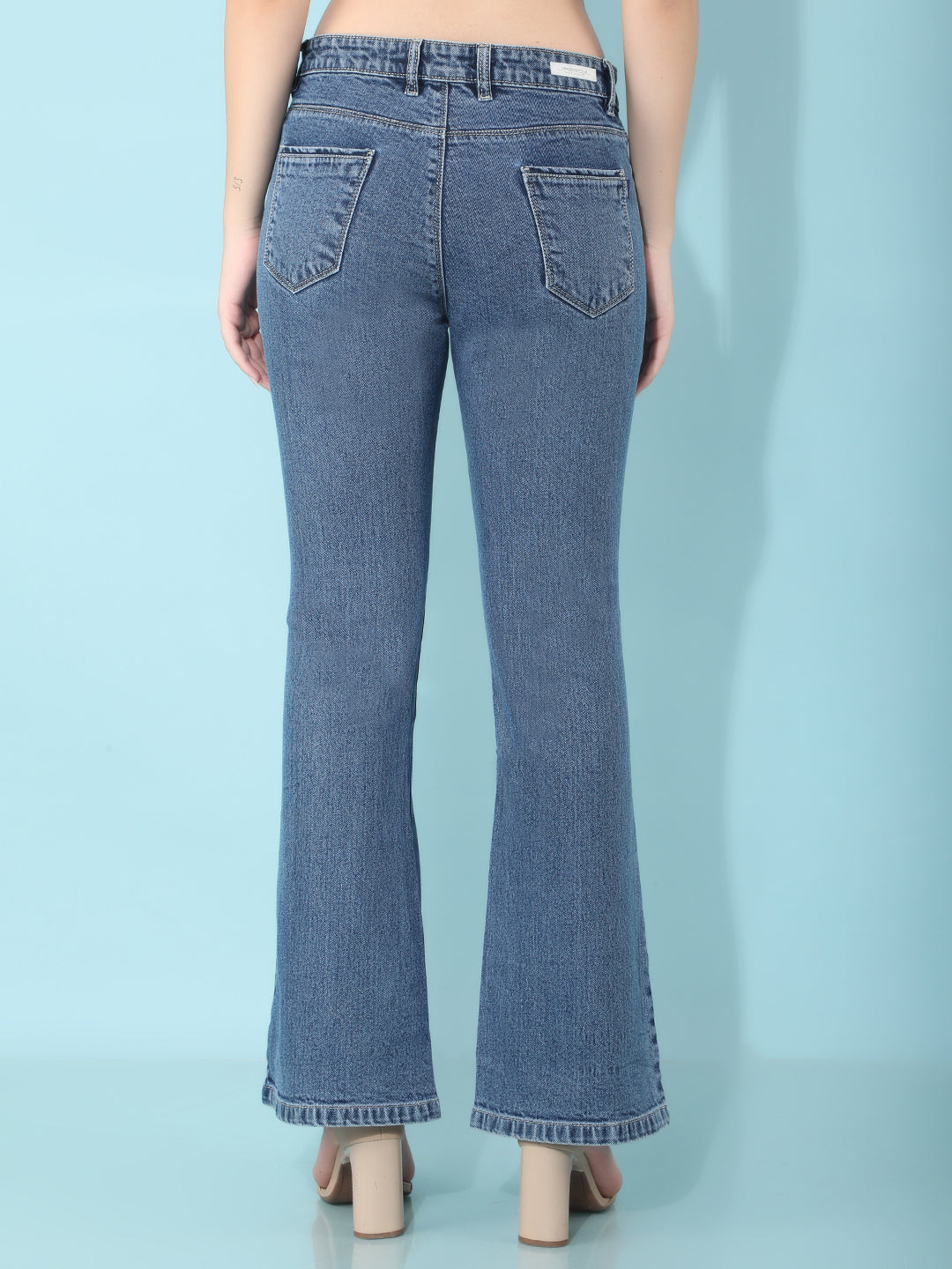 Blue Bootcut Jeans-Women Jeans-Crimsoune Club