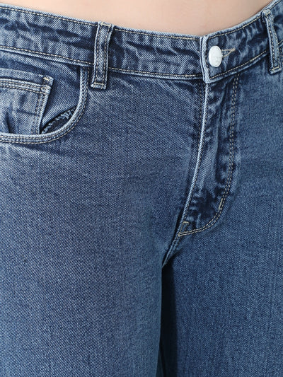 Blue Bootcut Jeans-Women Jeans-Crimsoune Club