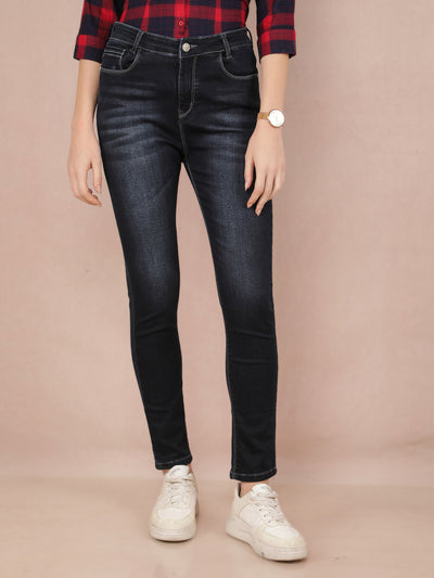 Blue Skinny High Waist Jeans-Women Jeans-Crimsoune Club