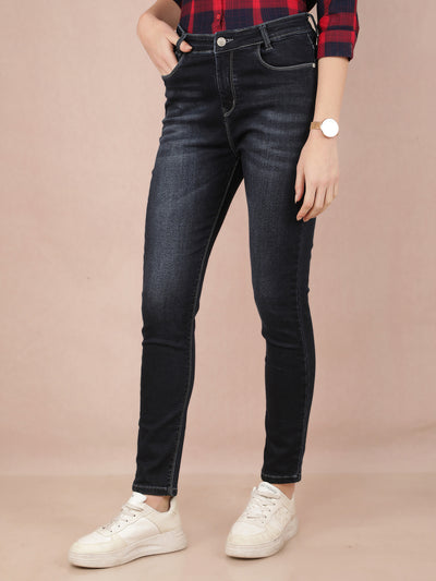 Blue Skinny High Waist Jeans-Women Jeans-Crimsoune Club