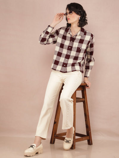 Beige Wide Leg 100% Cotton Jeans-Women Jeans-Crimsoune Club