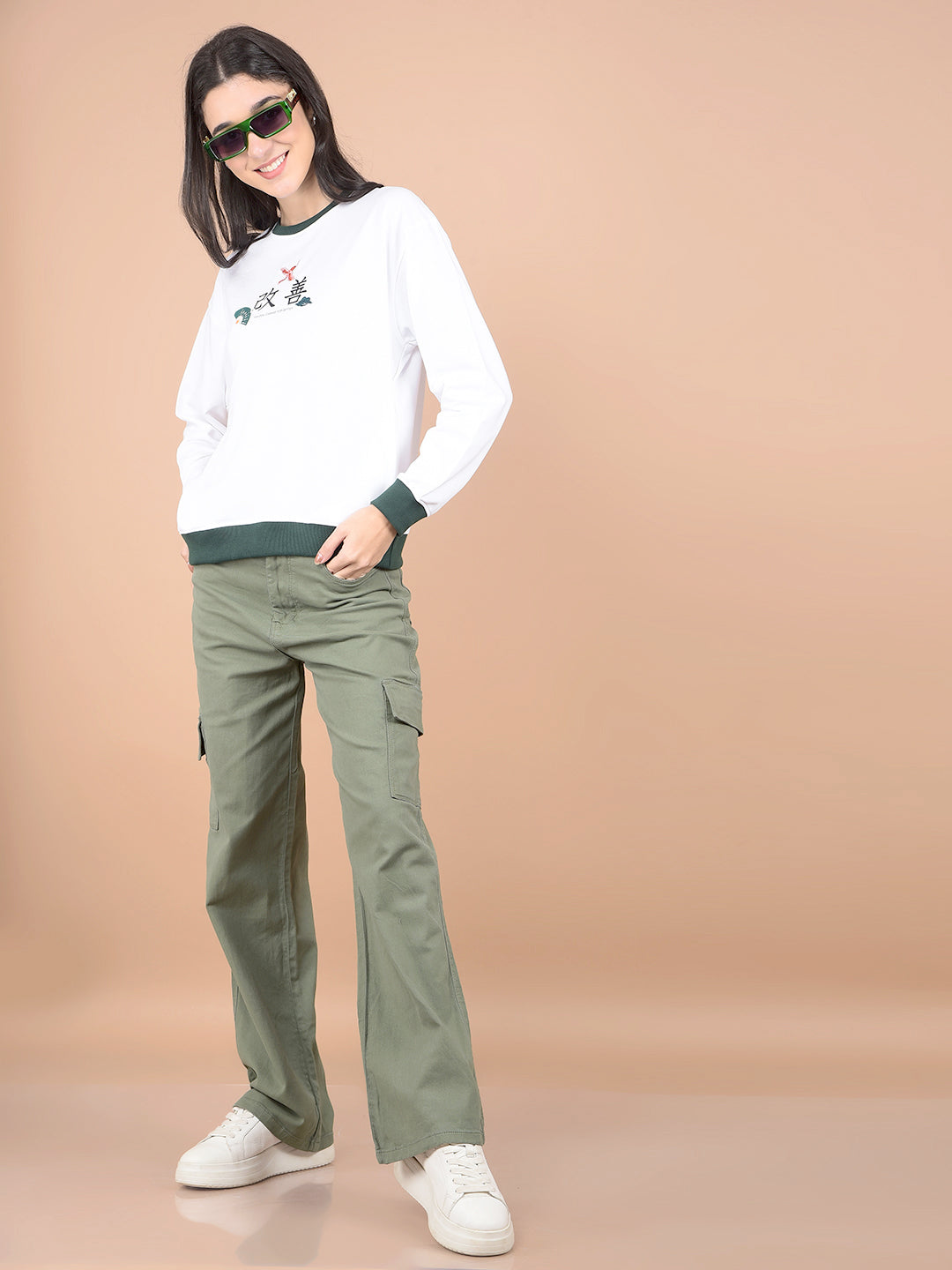 Olive Relaxed Fit Cargo Jeans