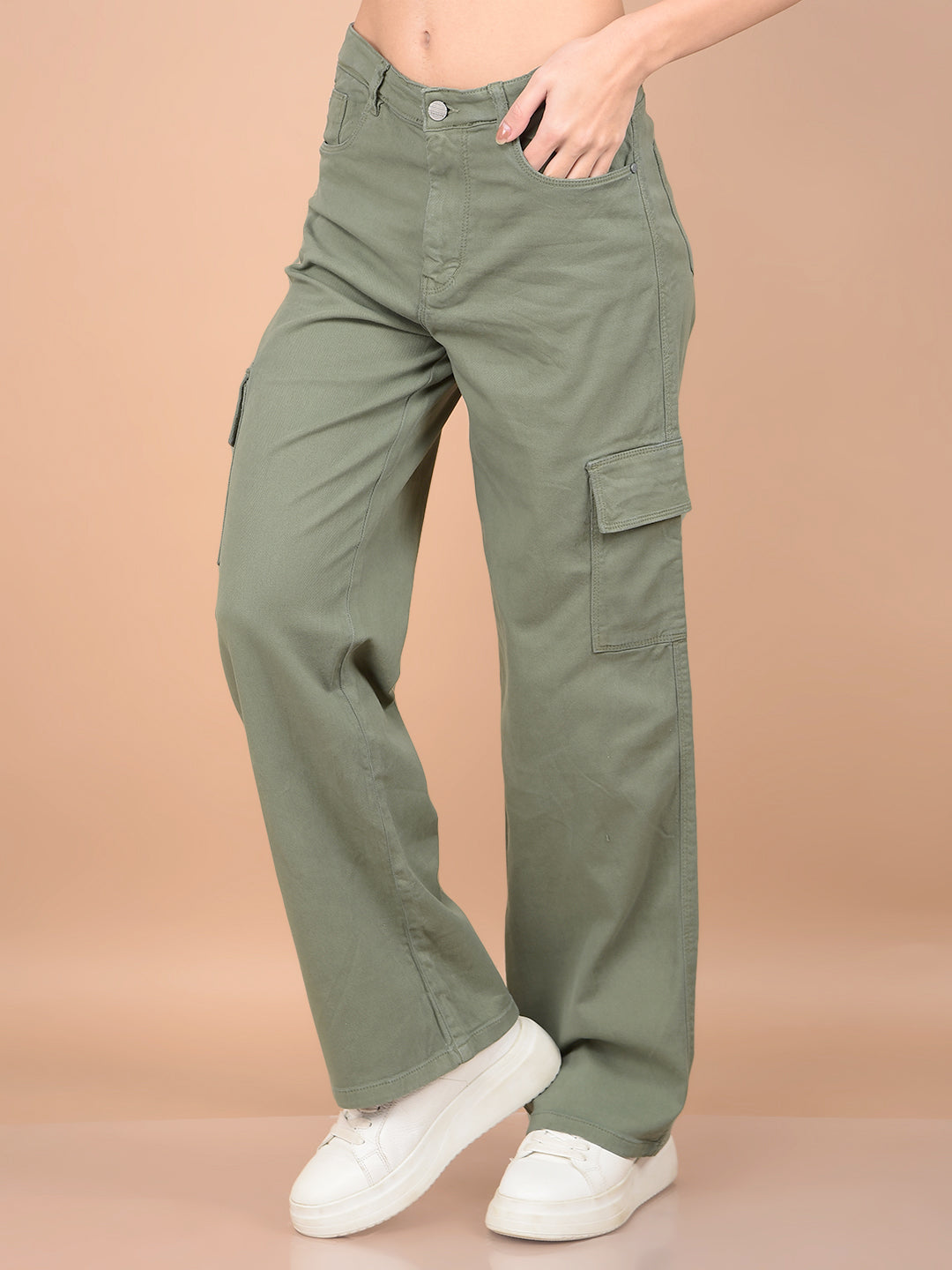 Olive Relaxed Fit Cargo Jeans