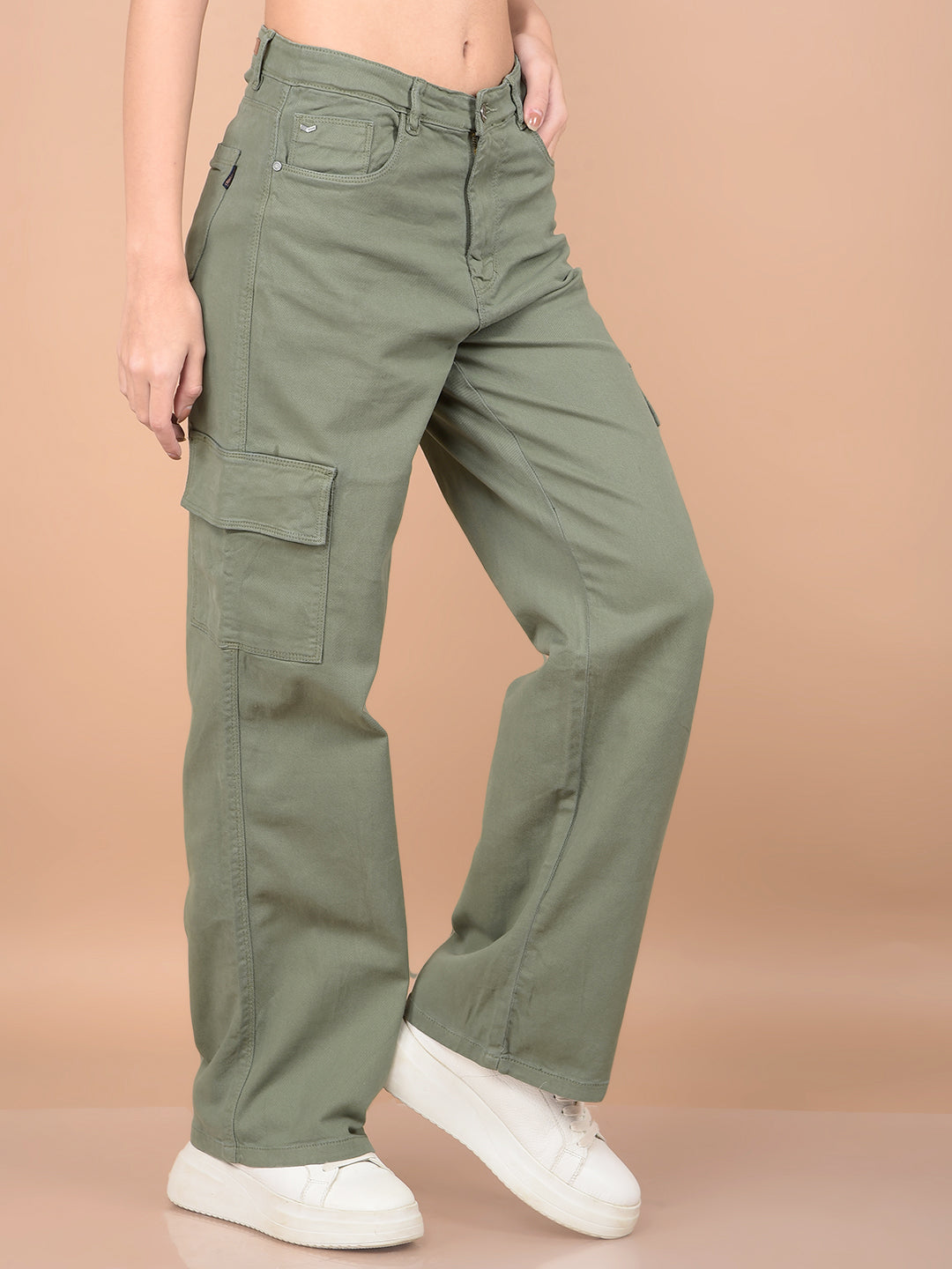 Olive Relaxed Fit Cargo Jeans