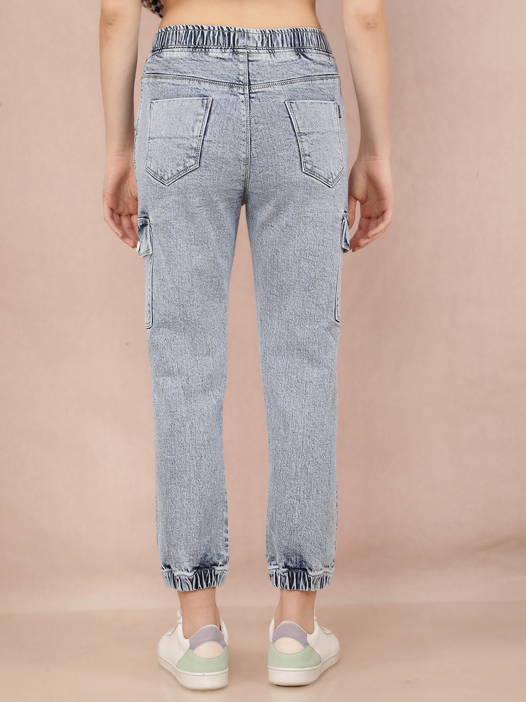 Blue Straight Joggers Jeans-Women Jeans-Crimsoune Club