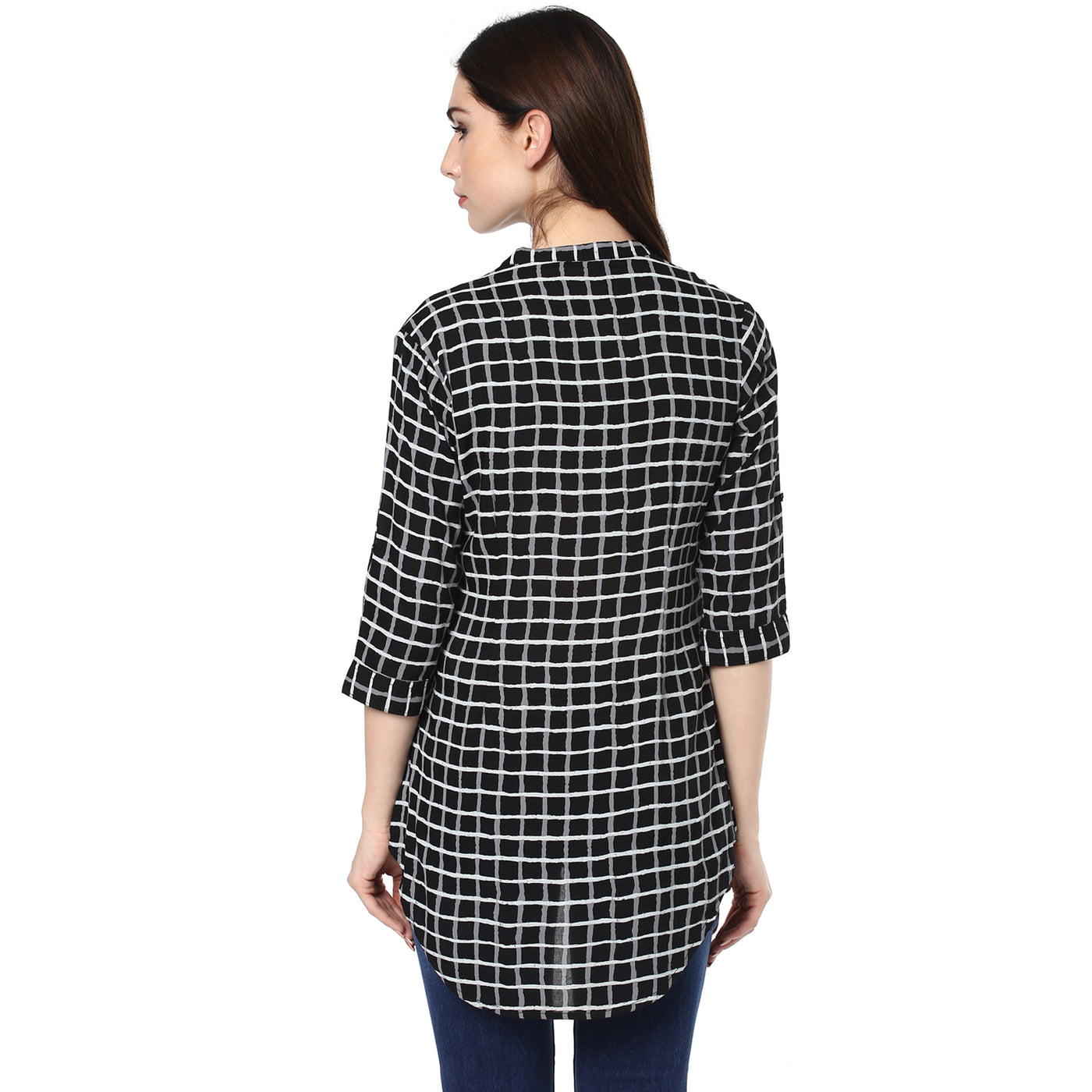 Black Checked Shirt-Women Shirts-Crimsoune Club