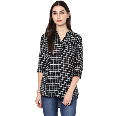 Black Checked Shirt-Women Shirts-Crimsoune Club