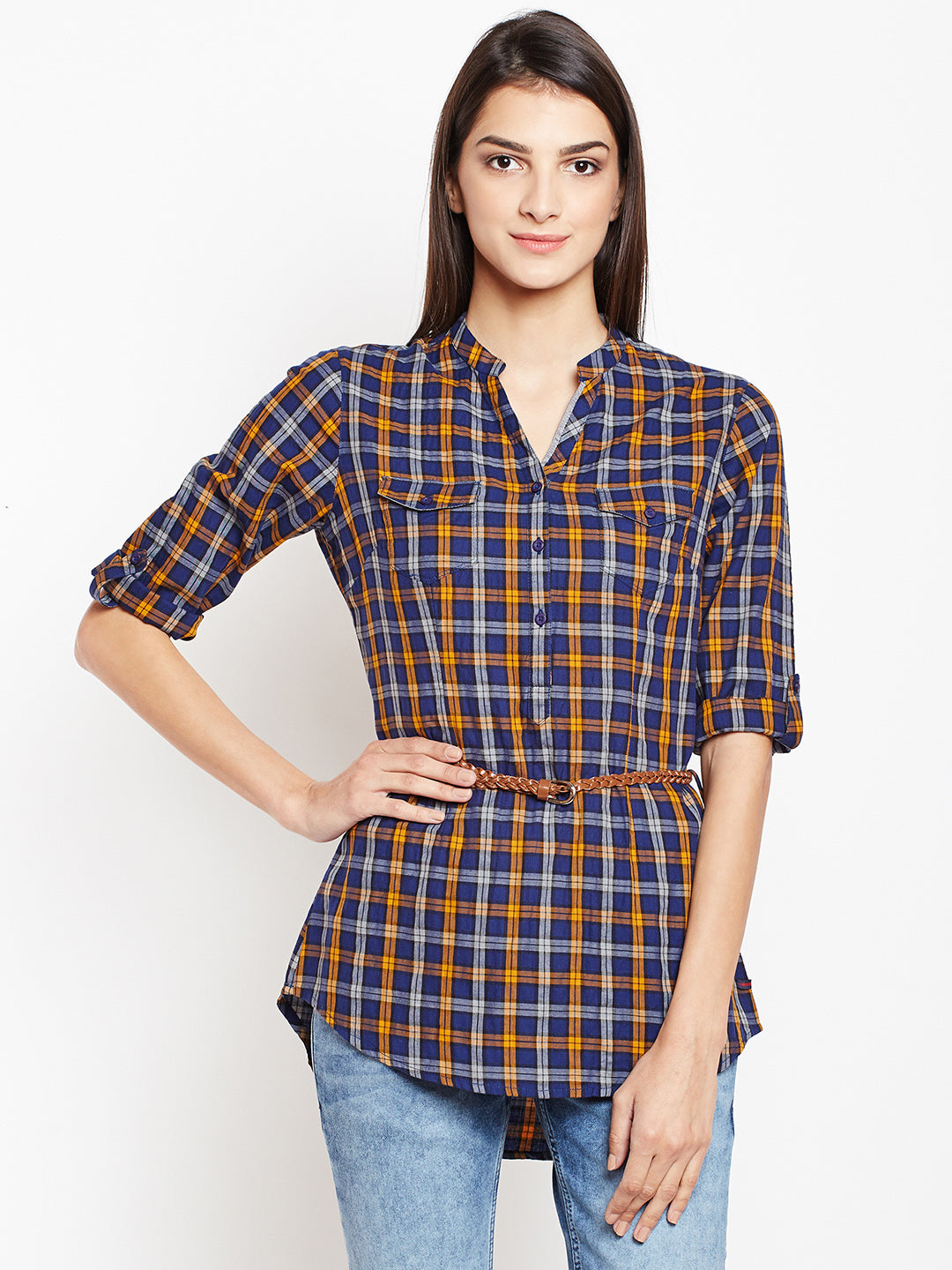 Multi Checked Shirt-Women Shirts-Crimsoune Club