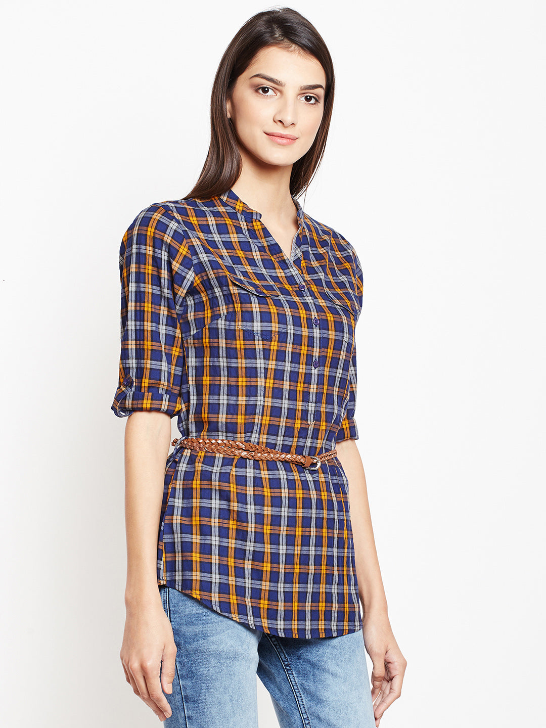 Multi Checked Shirt-Women Shirts-Crimsoune Club