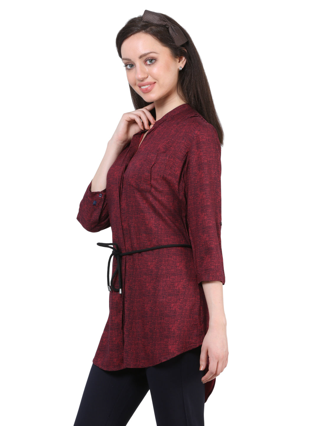 Maroon Checked Shirt-Women Shirts-Crimsoune Club