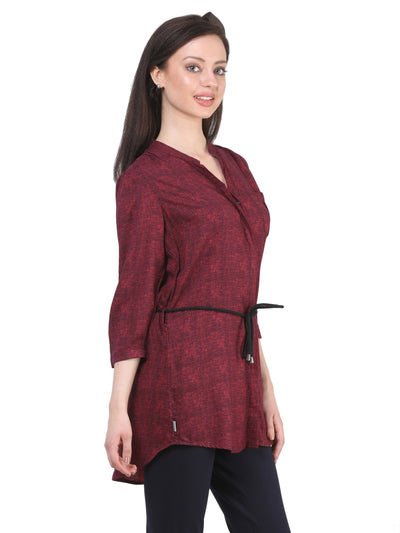 Maroon Checked Shirt-Women Shirts-Crimsoune Club