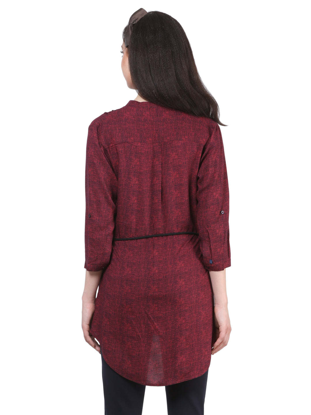 Maroon Checked Shirt-Women Shirts-Crimsoune Club