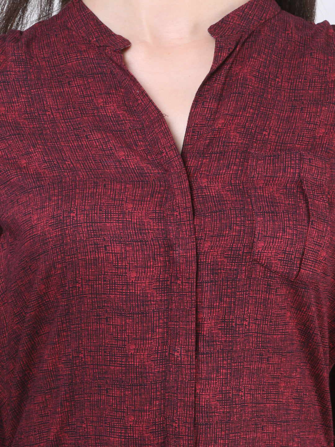 Maroon Checked Shirt-Women Shirts-Crimsoune Club