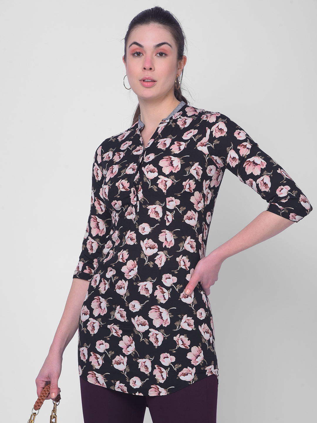 Black Printed Shirt-Women Shirts-Crimsoune Club