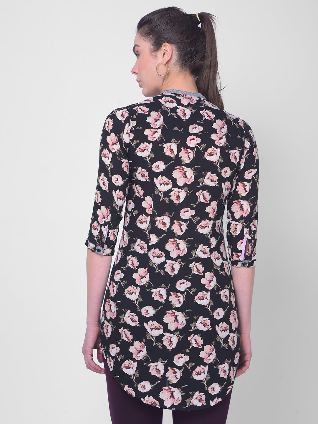 Black Printed Shirt-Women Shirts-Crimsoune Club