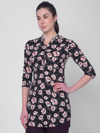 Black Printed Shirt-Women Shirts-Crimsoune Club