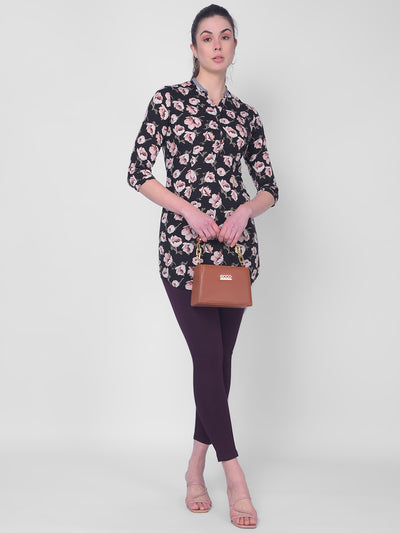 Black Printed Shirt-Women Shirts-Crimsoune Club