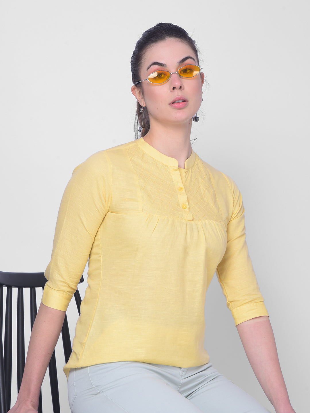 Yellow Shirt-Women Shirts-Crimsoune Club