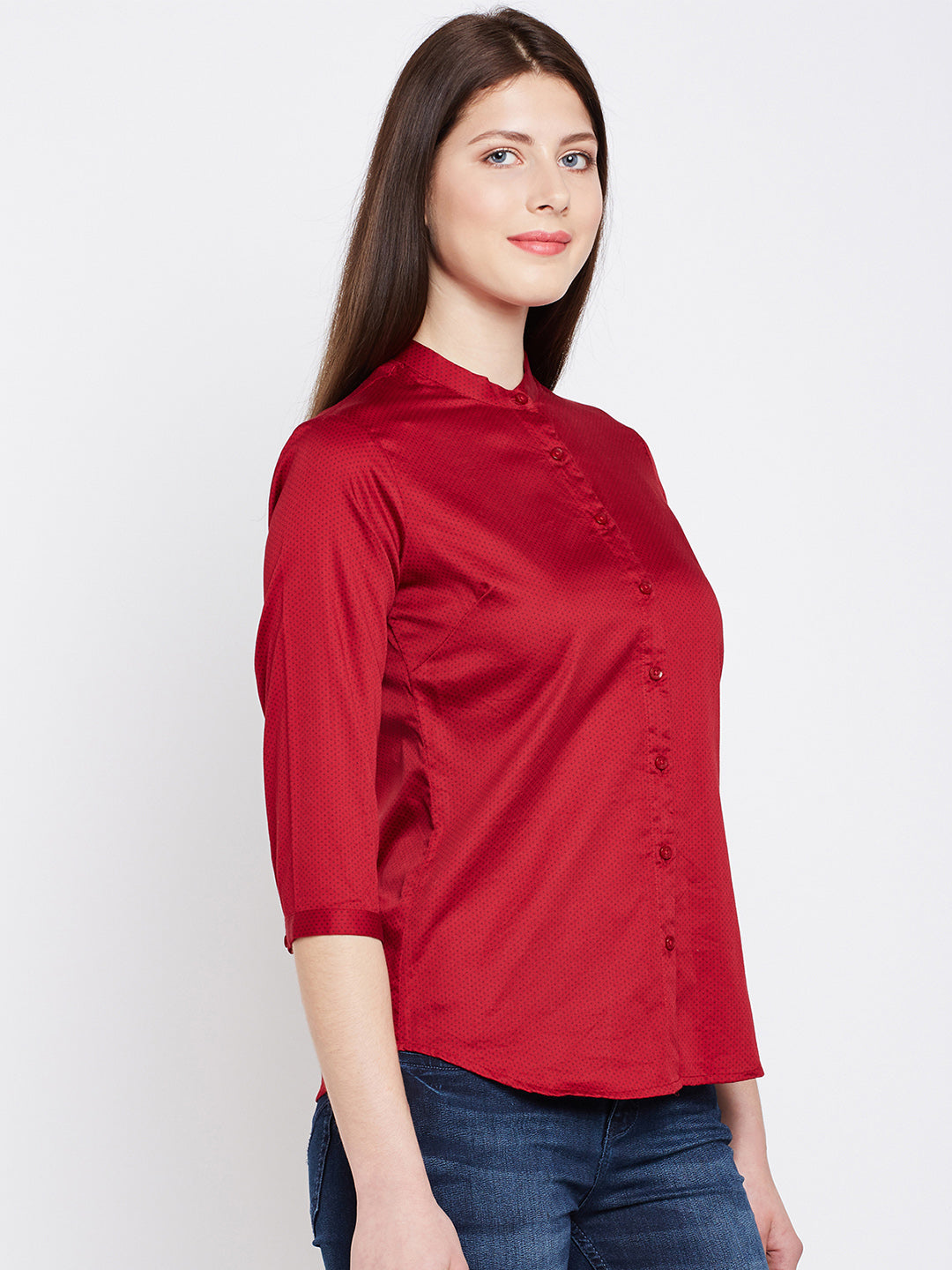 Maroon Printed Shirt-Women Shirts-Crimsoune Club