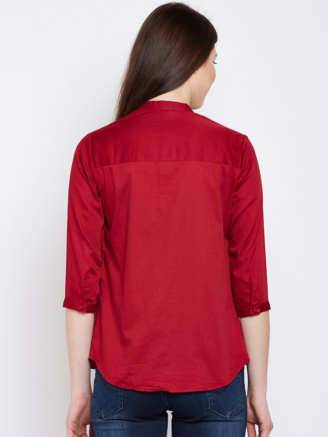 Maroon Printed Shirt-Women Shirts-Crimsoune Club