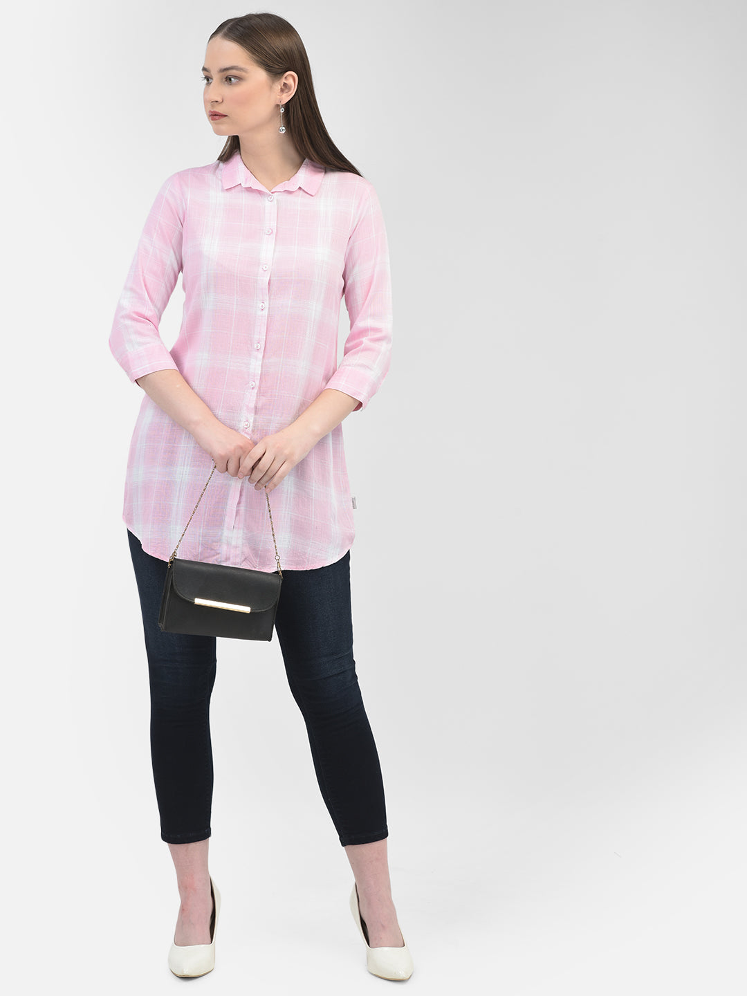 Checked Pink Shirt-Women Shirts-Crimsoune Club