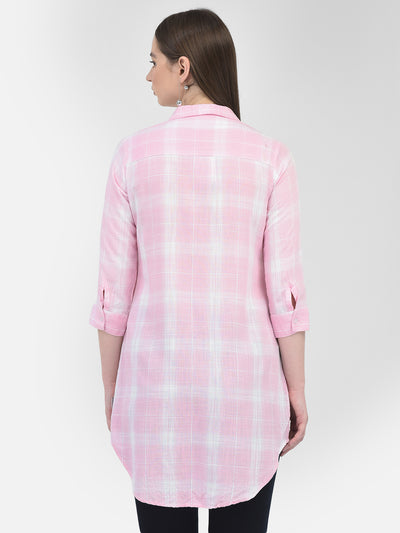 Checked Pink Shirt-Women Shirts-Crimsoune Club