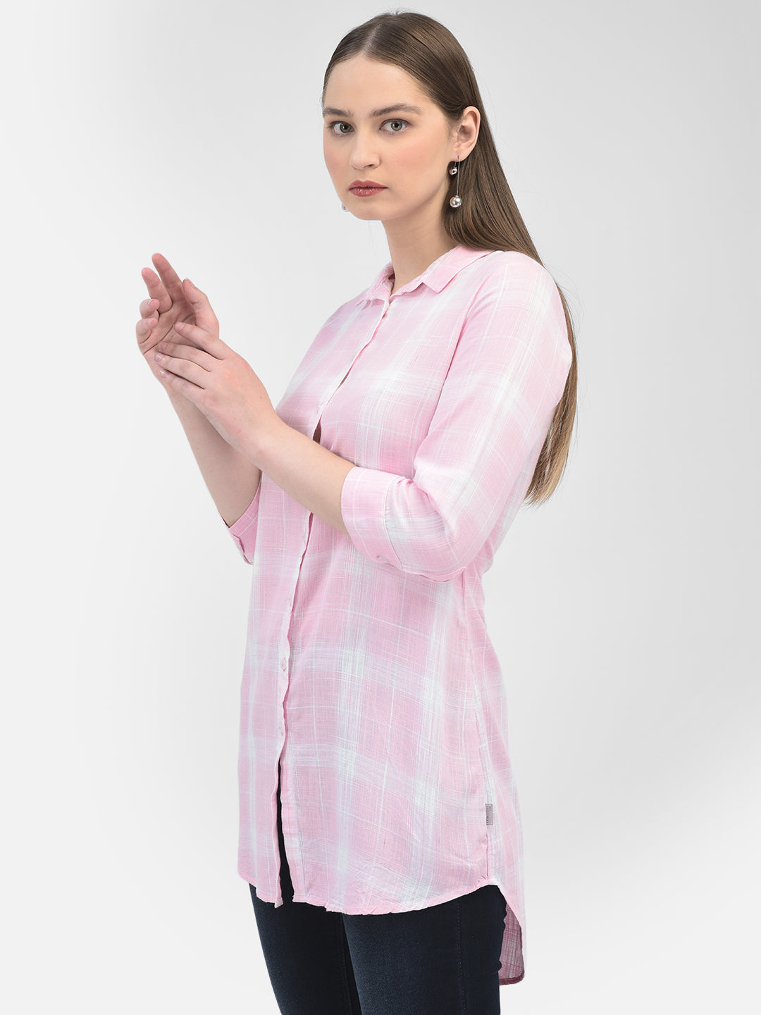 Checked Pink Shirt-Women Shirts-Crimsoune Club