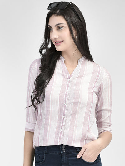 Pink Striped Shirt-Women Shirts-Crimsoune Club