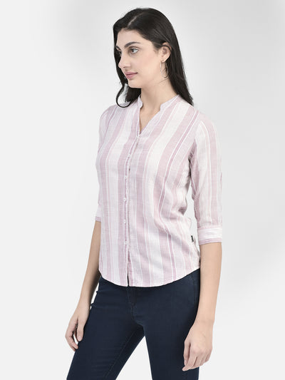 Pink Striped Shirt-Women Shirts-Crimsoune Club