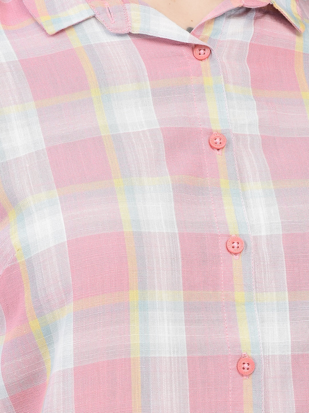 Pink Tartan Check Shirt-Women Shirts-Crimsoune Club