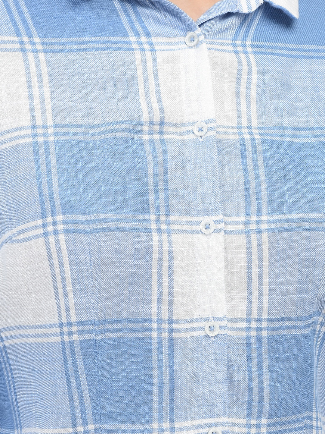 Checked Blue Shirt-Women Shirts-Crimsoune Club