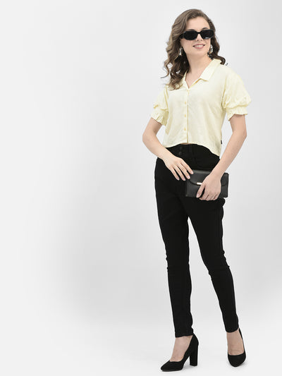 Yellow Linen Shirt-Women Shirts-Crimsoune Club