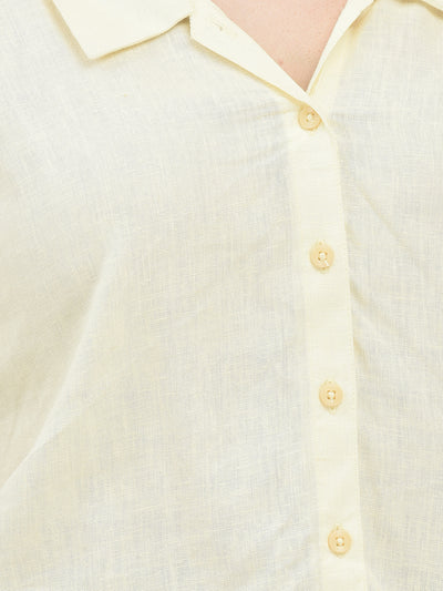 Yellow Linen Shirt-Women Shirts-Crimsoune Club