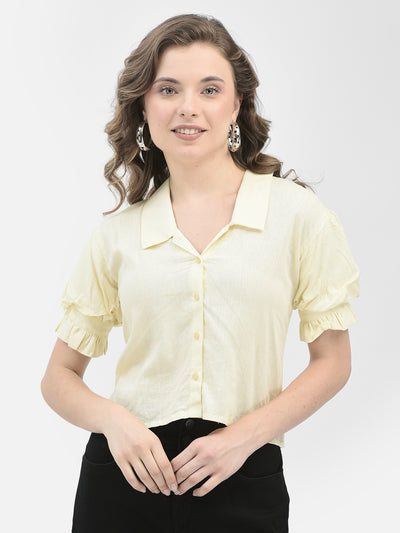 Yellow Linen Shirt-Women Shirts-Crimsoune Club