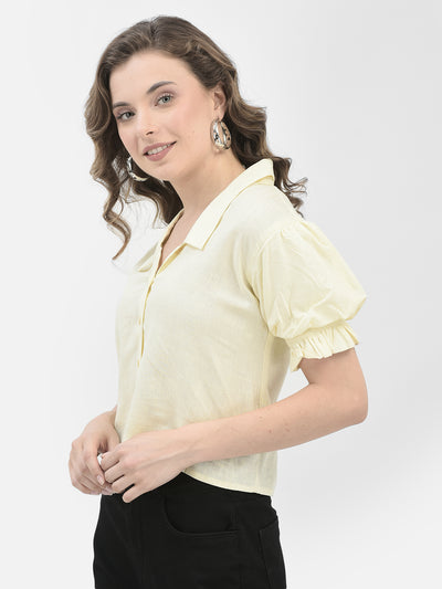 Yellow Linen Shirt-Women Shirts-Crimsoune Club