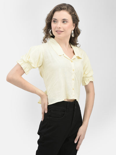 Yellow Linen Shirt-Women Shirts-Crimsoune Club