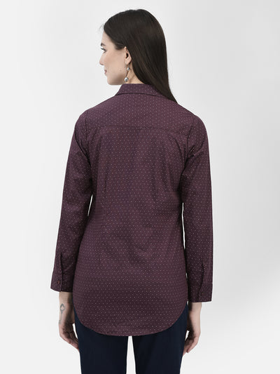 Maroon Polka Dots Shirt-Women Shirts-Crimsoune Club